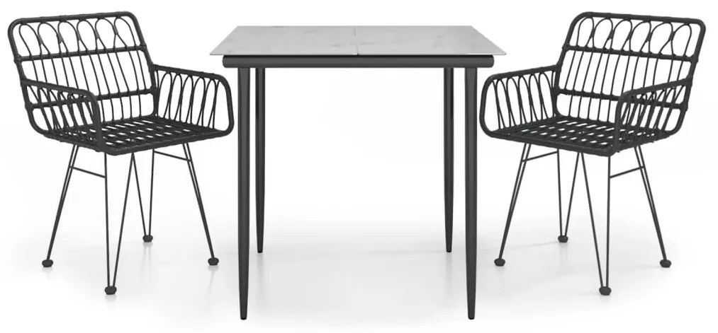 vidaXL Σετ Επίπλων Bistro Κήπου 3 τεμ. από Μαύρο Συνθετικό Ρατάν