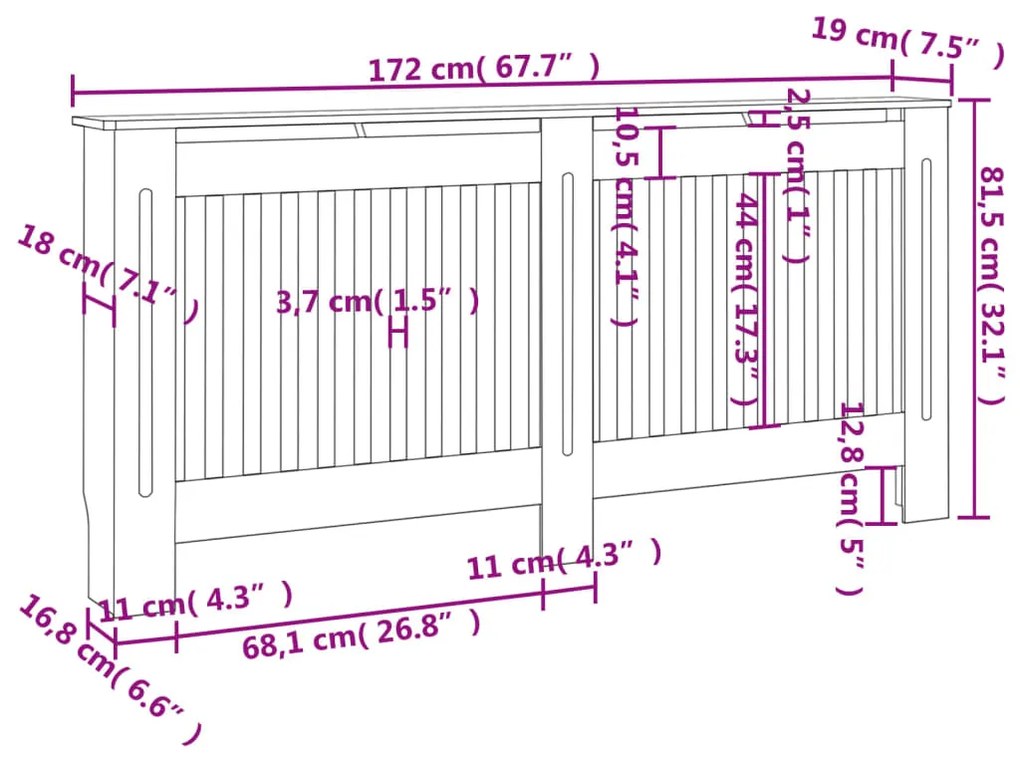 ΚΑΛΥΜΜΑ ΚΑΛΟΡΙΦΕΡ 172 X 19 X 81 ΕΚ. ΑΠΟ MDF 288190