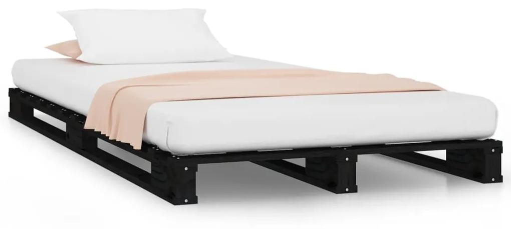 Κρεβάτι Παλέτες Μαύρο 90x190 Μασίφ Ξύλο Πεύκου Single - Μαύρο