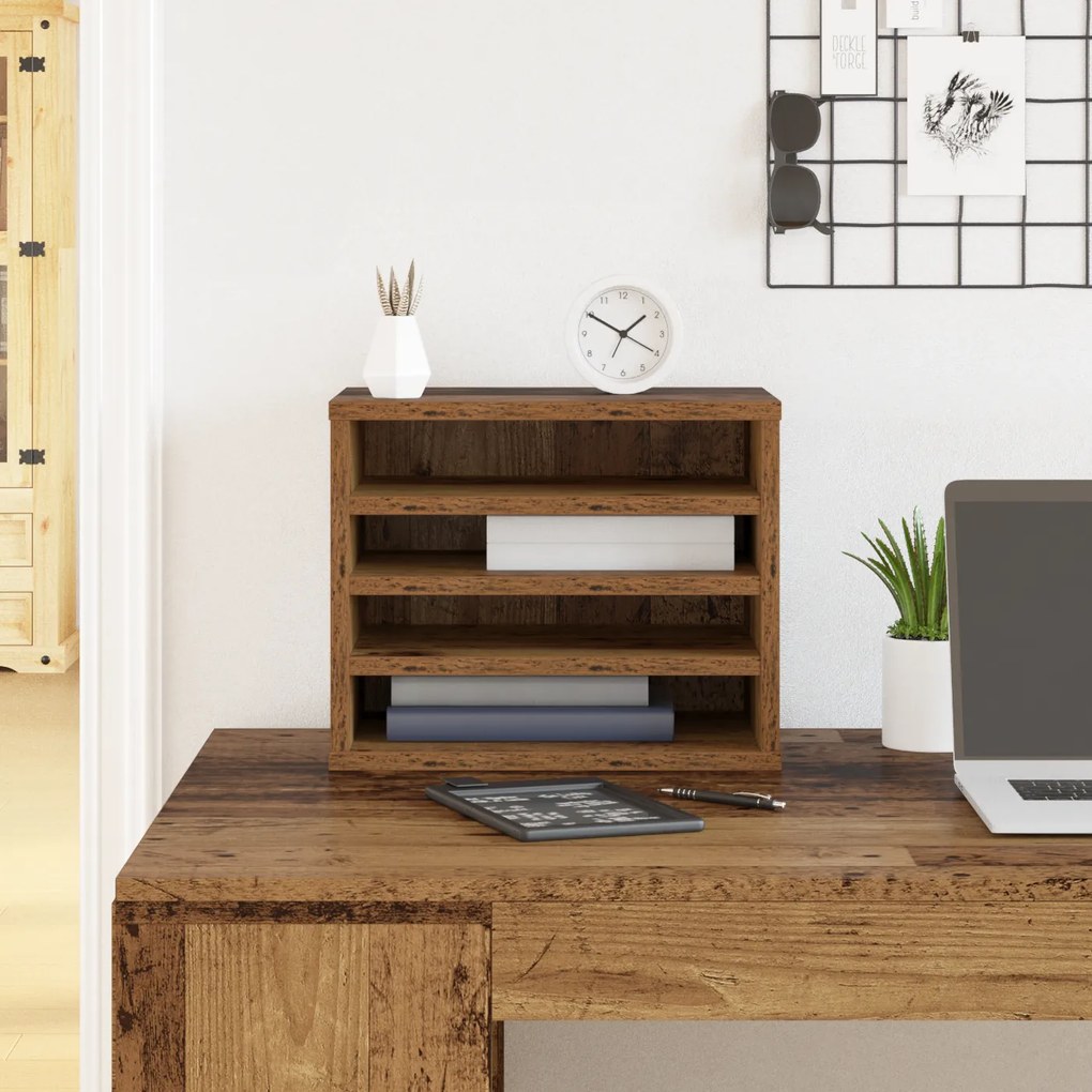 vidaXL Organiser Γραφείου Παλιό Ξύλο 36x26x29.5 εκ. Ξύλο