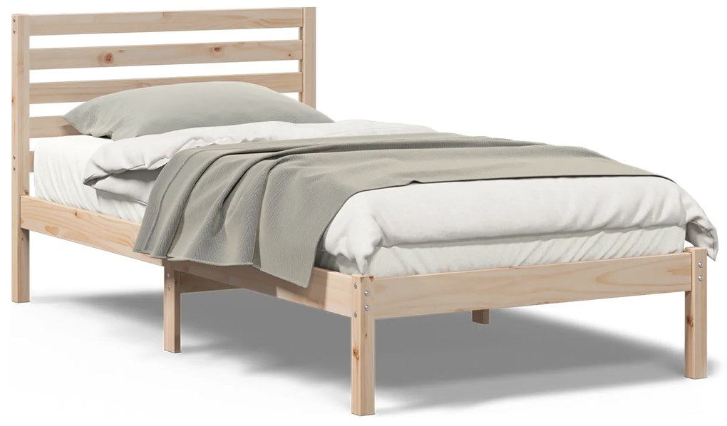 vidaXL Σκελετός Κρεβατιού Καφέ 90 x 190 cm Μασίφ ξύλο πεύκου