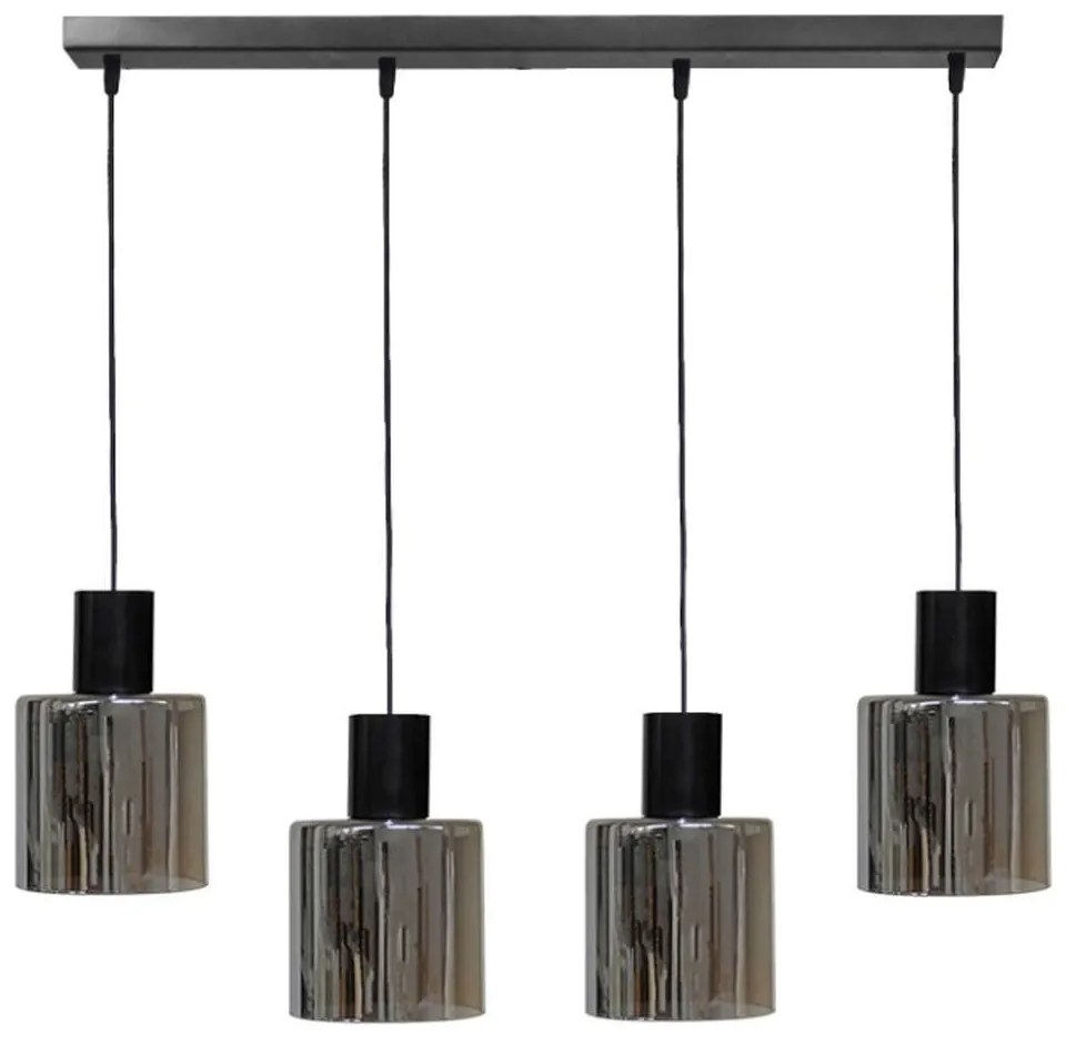 Φωτιστικό Οροφής - Ράγα Mirror-C 02-0423 4/Ε27 Φ15x100x100cm Fume-Black Heronia Μέταλλο,Γυαλί