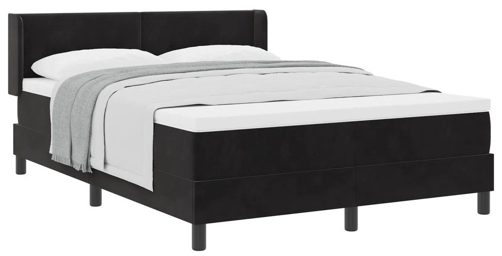 vidaXL Κρεβάτι Box Spring με Ματράκι μαύρο 140x200 εκ. Βελούδο