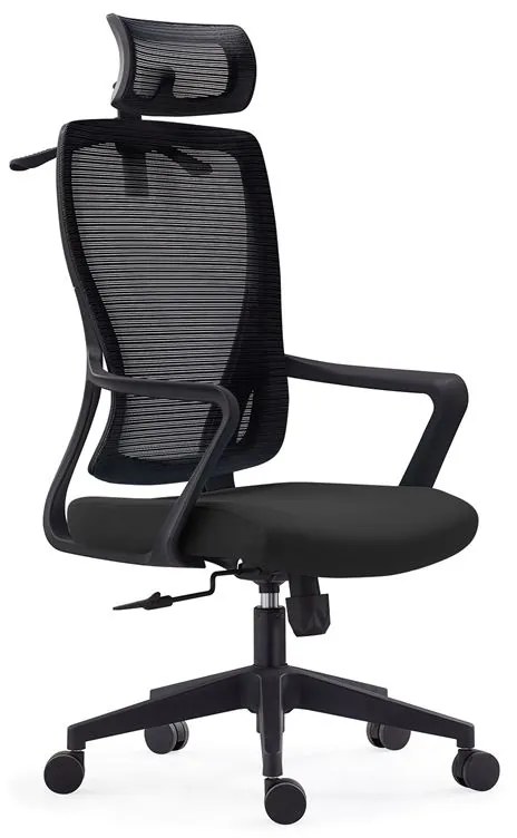 WOODWELL BF3850 Πολυθρόνα Γραφείου Διευθυντή, Mesh Μαύρο, Ύφασμα Μαύρο 68x63x110/120cm ΕΟ617,1