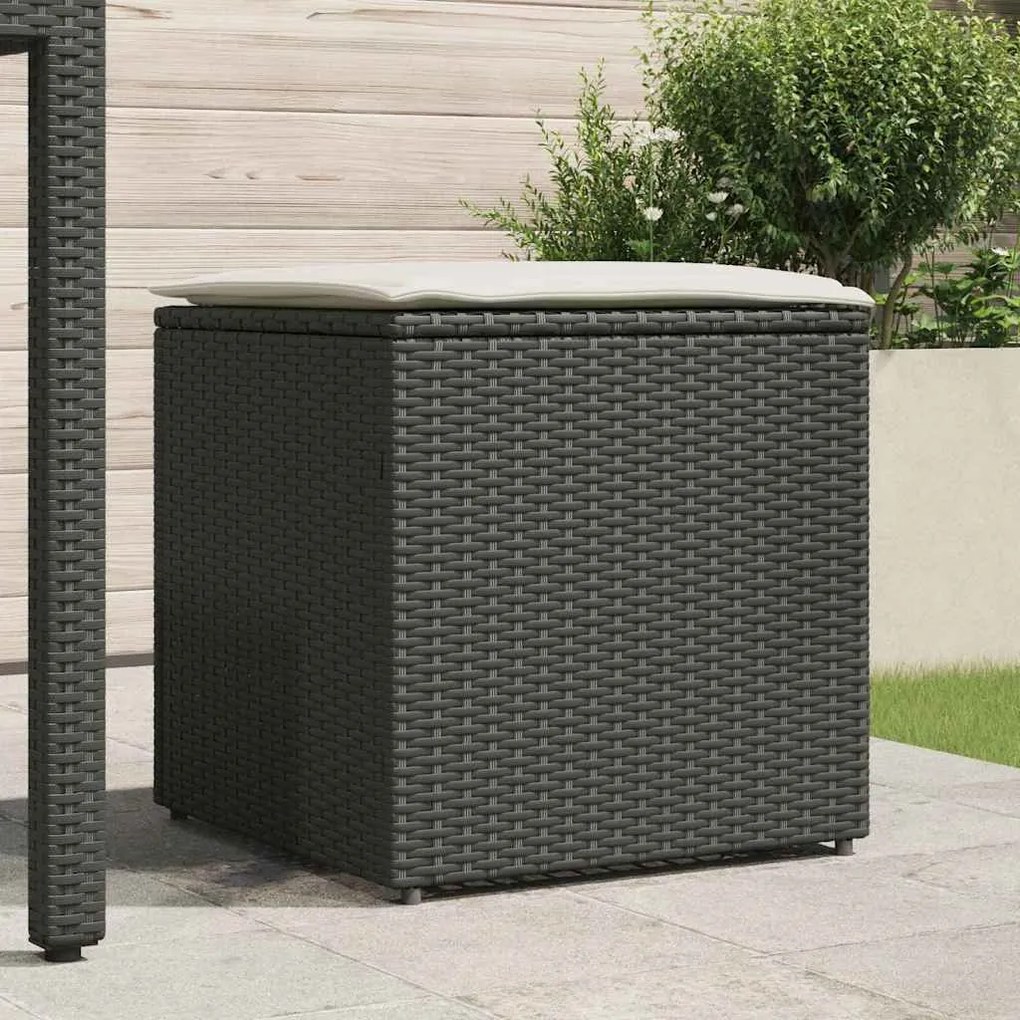 vidaXL Κουτί Μαξιλαριών Μαύρο 50 x 50 x 50 cm συνθετικό ρατάν