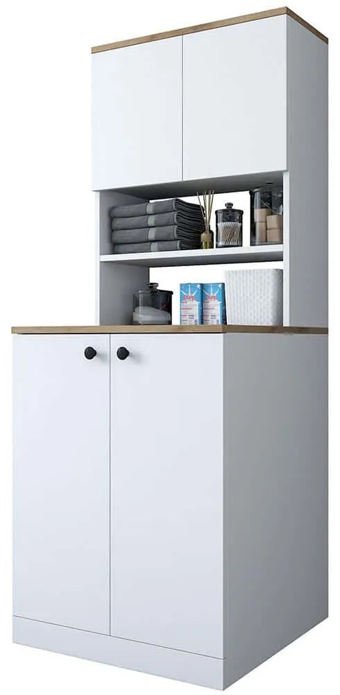 Έπιπλο Πλυντηρίου 543WRN1202 70x72,5x183,6cm White-Walnut Μοριοσανίδα, Μελαμίνη