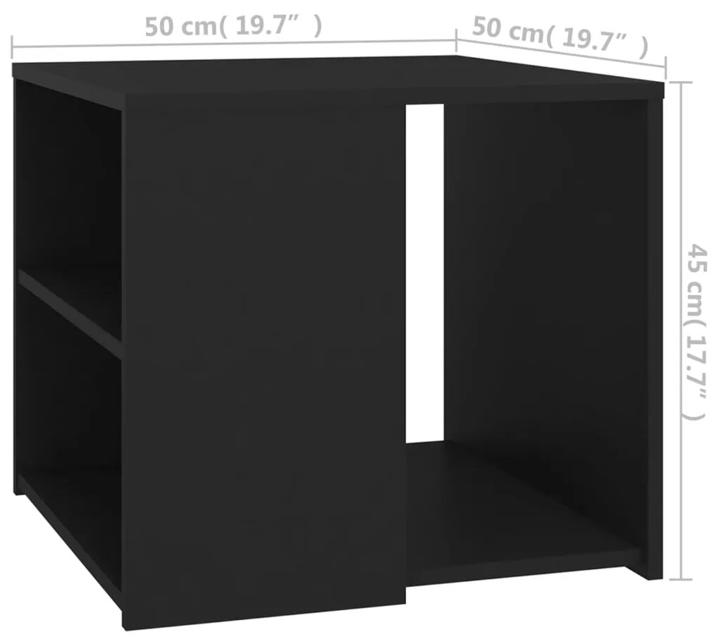 vidaXL Τραπέζι Βοηθητικό Μαύρο 50 x 50 x 45 εκ. από Επεξ. Ξύλο