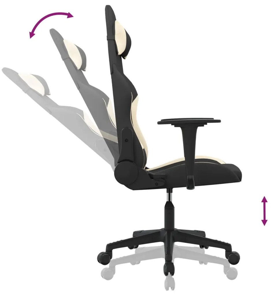 vidaXL Καρέκλα Gaming Μαύρη και Κρεμ Υφασμάτινη