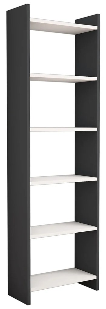 Βιβλιοθήκη Μελαμίνης Γκρι-Λευκό 48,5x22x160Υ Εκ.