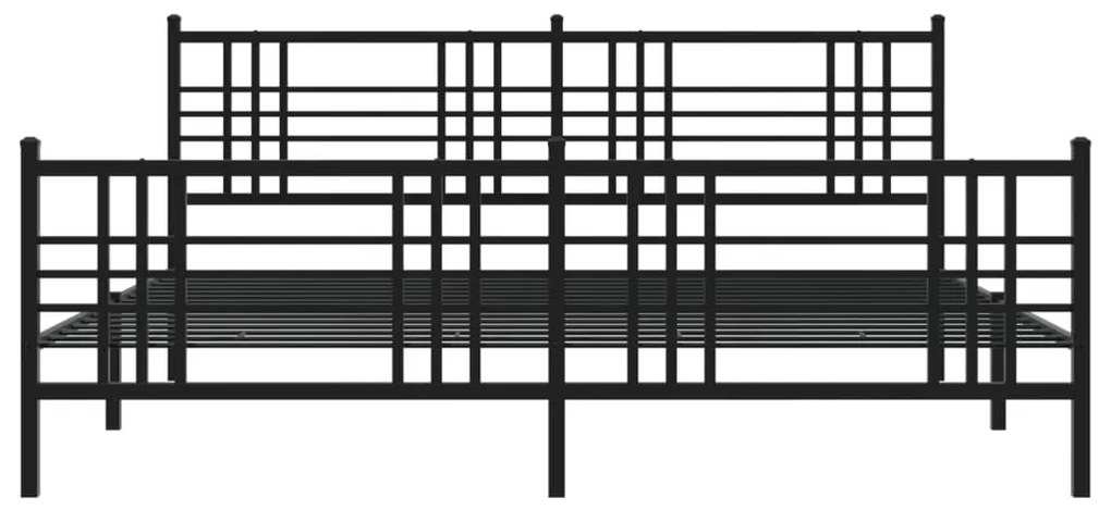 vidaXL Πλαίσιο Κρεβατιού με Κεφαλάρι&Ποδαρικό Μαύρο 193x20 εκ. Μέταλλο