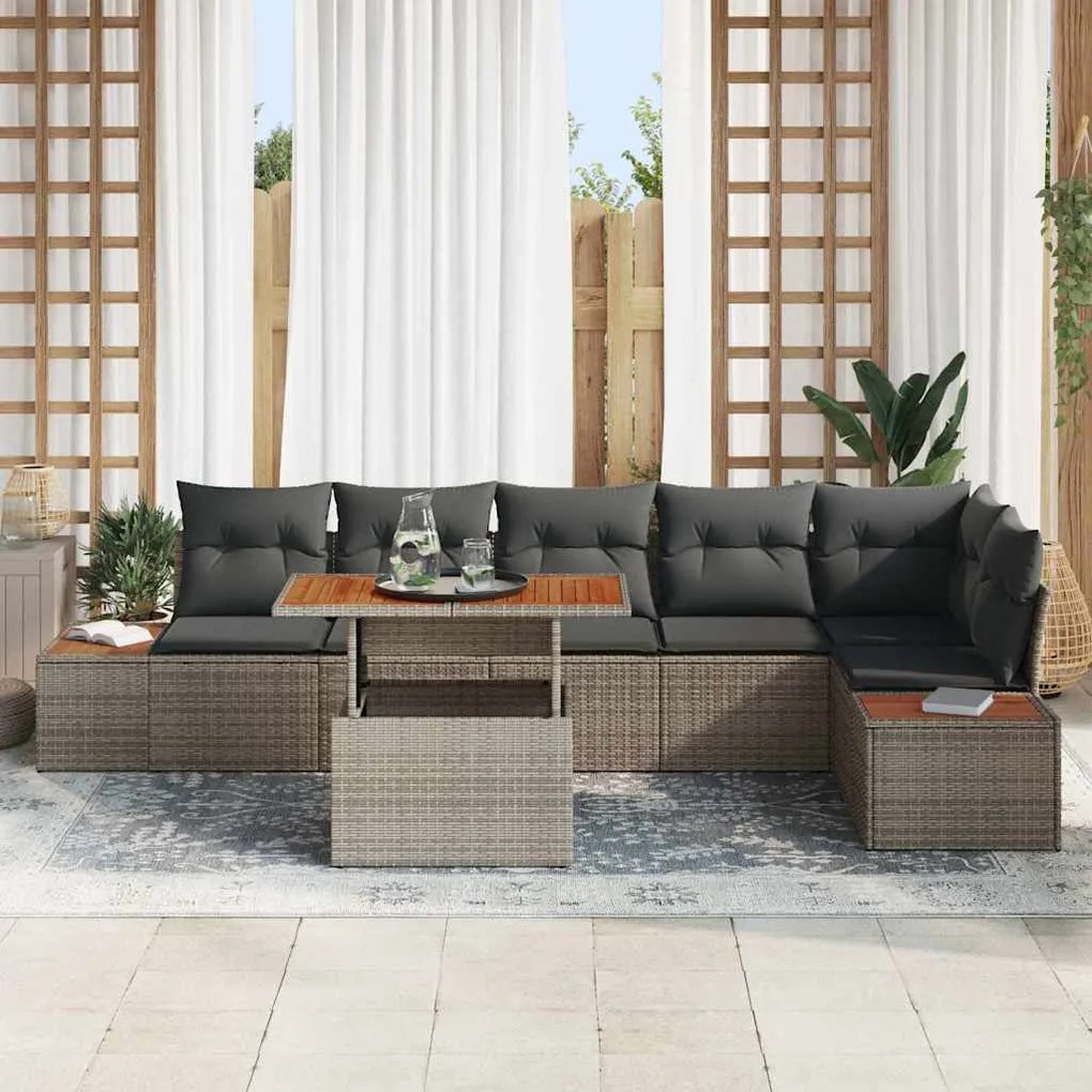 vidaXL Σέτ φαγητού για κήπο 7 pcs Γκρι και Καφέ 100 x 55 x 73 εκ