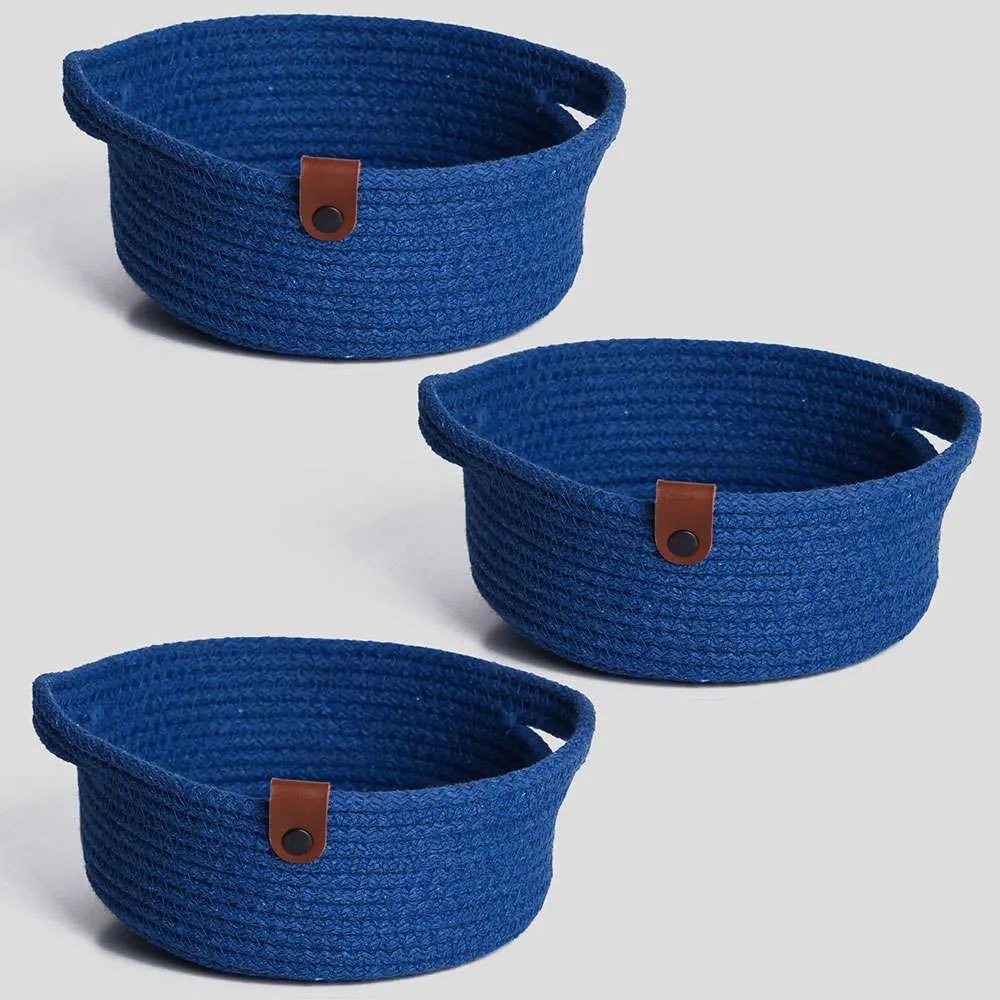 Καλάθια Αποθήκευσης (Σετ 3Τμχ) 171JTR1247 25x25x10cm Blue Aberto Design Cotton
