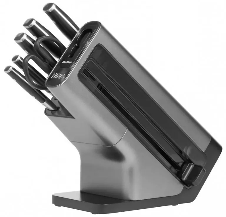 Σετ μαχαιριών κουζίνας με ακονιστήρι Ninja K32014EUUK, 6 τεμαχίων, StaySharp, Εργονομικός σχεδιασμός, Ασημί/μαύρο