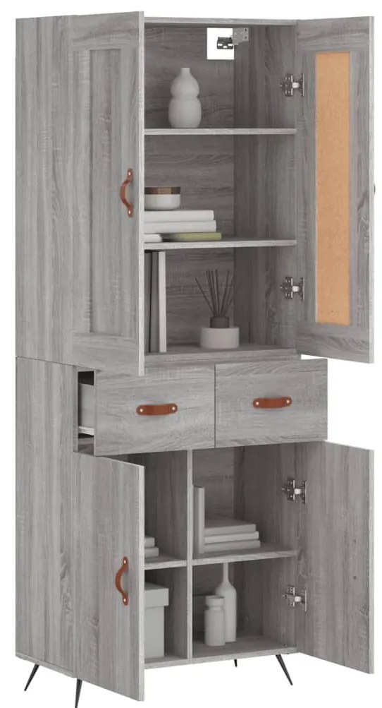 vidaXL Ντουλάπι Γκρι Sonoma 69,5 x 34 x 180 εκ. Επεξεργασμένο Ξύλο