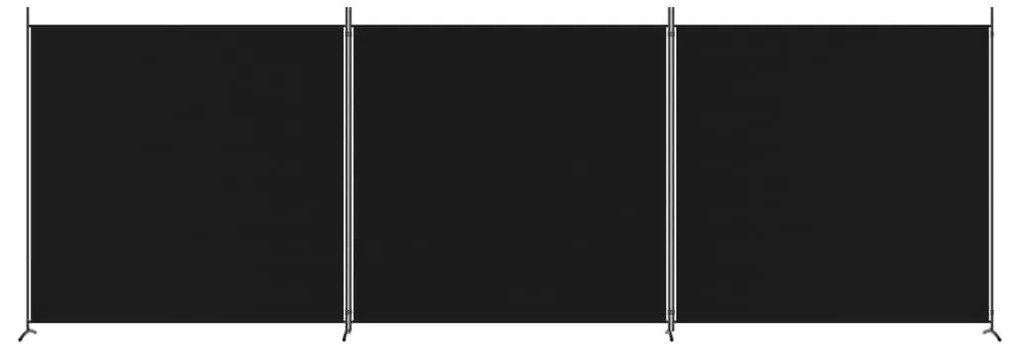 Διαχωριστικό Δωματίου με 3 Πάνελ Μαύρο 525x180 εκ. από Ύφασμα - Μαύρο