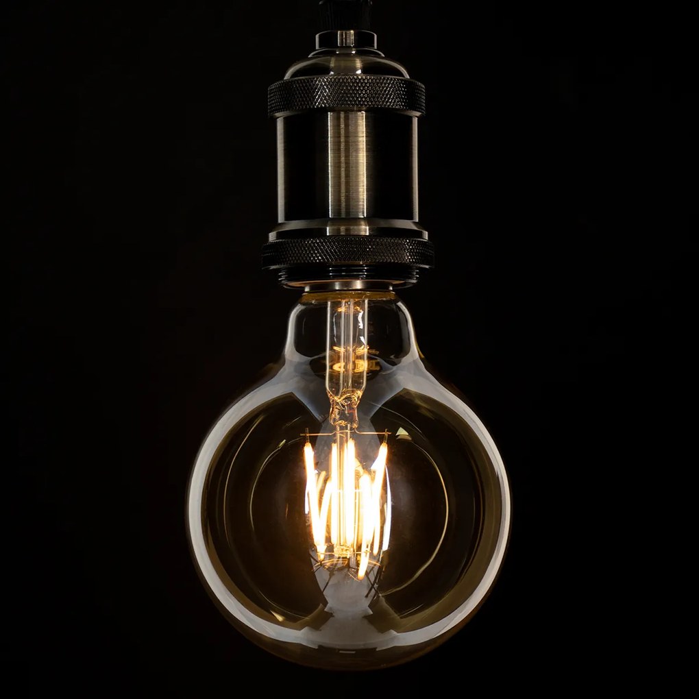 GloboStar 99039 LED Long Filament Bulb E27 G95 Globe 4W 350lm 360° AC 220-240V IP20 D9.5 x H13.5cm Ultra Θερμό Λευκό 2200K με Μελί Γυαλί - Dimmable - 3 Years Warranty - 99039