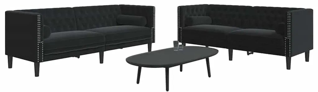 vidaXL Σετ Καναπέ 2 pcs Μαύρο Βελούδο