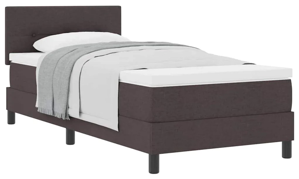 vidaXL Κρεβάτι box spring με στρώμα Σκούρο Καφέ 80 x 200 cm ύφασμα