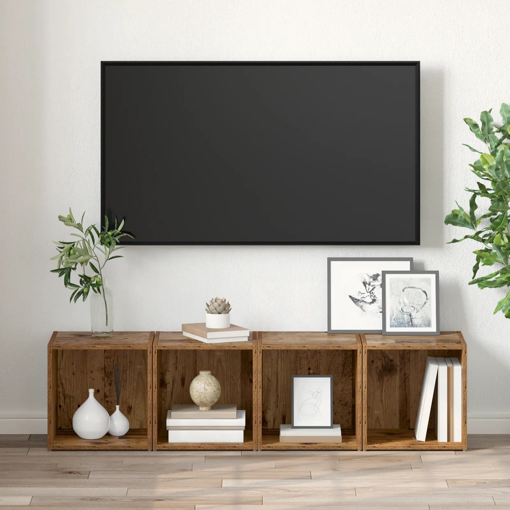 vidaXL Ντουλάπι TV 2 pcs Καφέ 37 x 35 x 37 εκ Επεξεργασμένο ξύλο