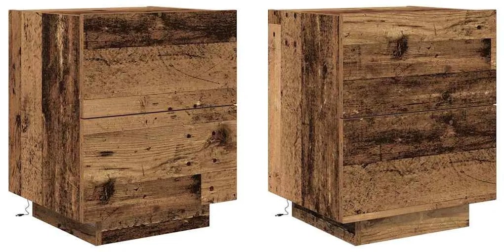 vidaXL Κομοδίνο 2 pcs Παλαιό ξύλο 45 x 40 x 55 εκ Επεξεργασμένο ξύλο
