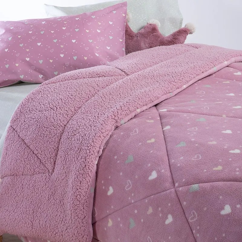 Παιδικό κουβερτοπάπλωμα 160x220 Hearts Look Rose 5205495590233