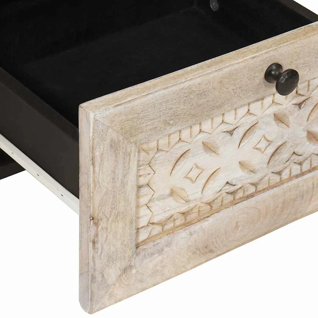 vidaXL Πλαϊνό γραφείο με συρτάρι Λευκό 33.5 x 40 x 75 εκ