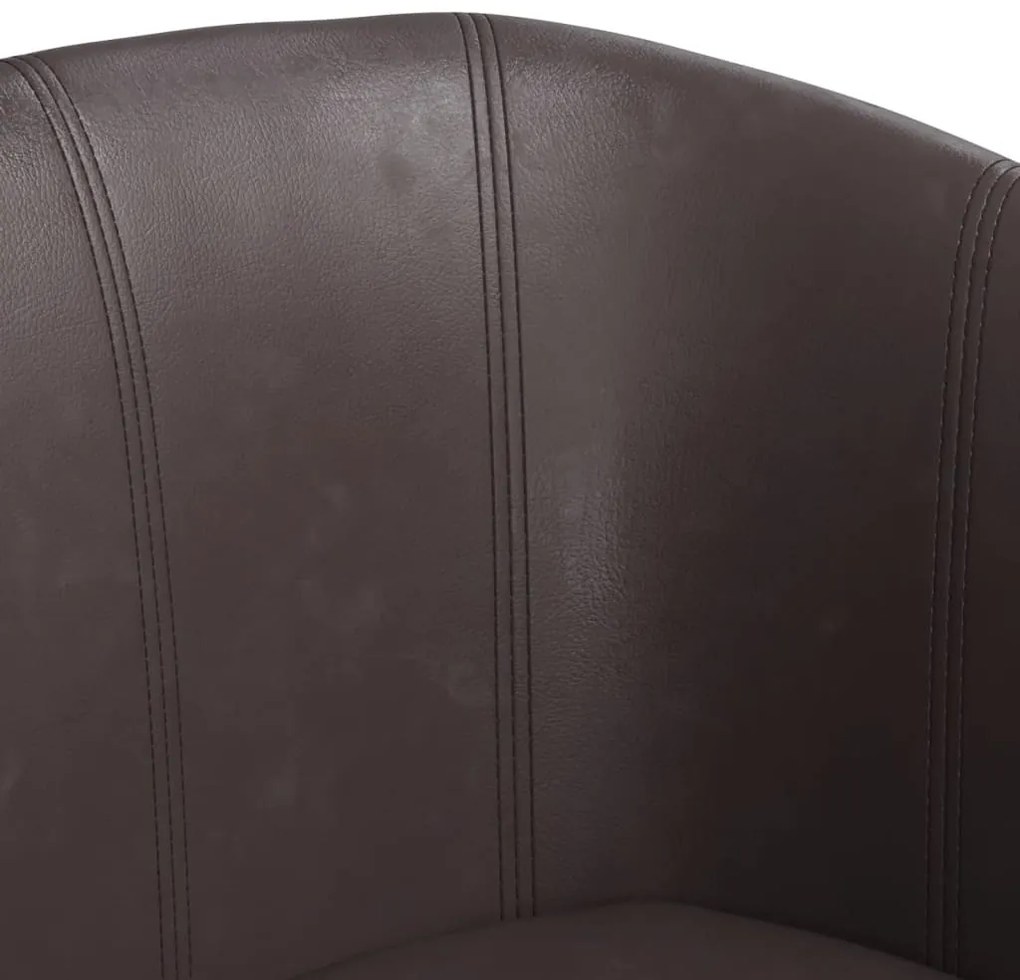vidaXL Πολυθρόνα Μπάρελ με Υποπόδιο Καφέ από Συνθετικό Δέρμα