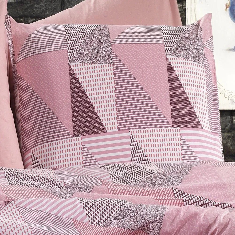 Μαξιλαροθήκη Geometrical 331 Pink-Salmon DimCol 50Χ70 100% Βαμβακερή Φανέλα