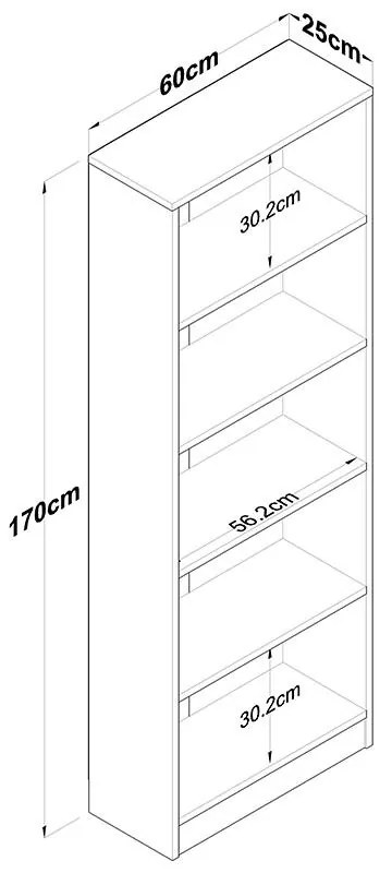 Βιβλιοθήκη Goldie sonoma-λευκό 60x25x170εκ