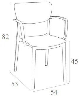 Πολυθρόνα Πολυπροπυλενίου Lisa Dark Grey 54X53X82εκ.