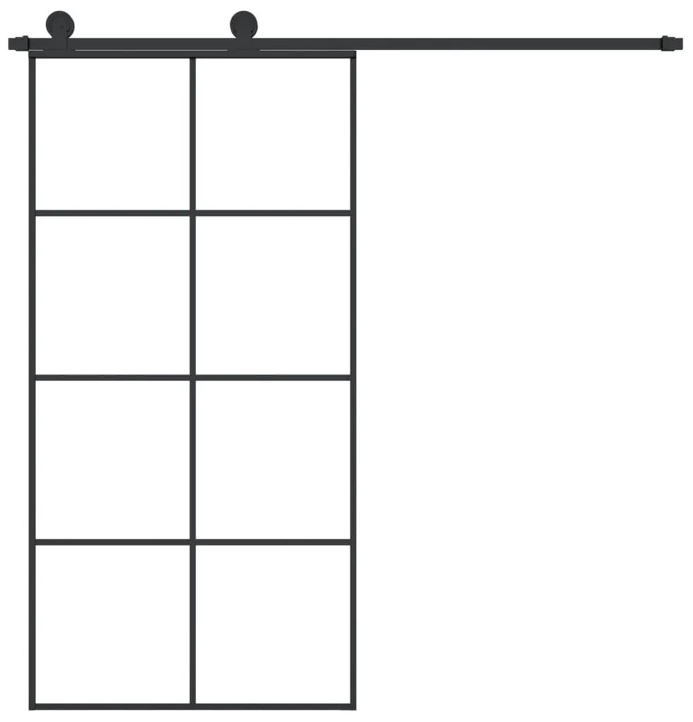 Συρόμενη Πόρτα με Μηχανισμό 102,5x205 εκ. Γυαλί ESG &amp; Αλουμίνιο - Μαύρο
