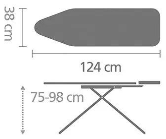 Τραπέζι σιδερώματος Brabantia B 1003358, 124x38 cm, 7 θέσεις ρύθμισης, υποδοχή γεννήτριας ατμού, PerfectFlow, λευκό/γκρι