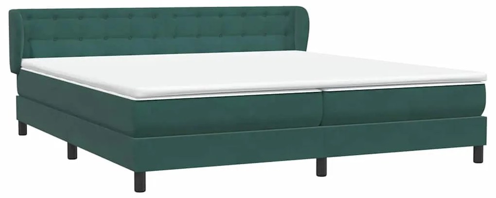 vidaXL Box Spring κρεβάτι με στρώματα σκούρο πράσινο Βελούδινο