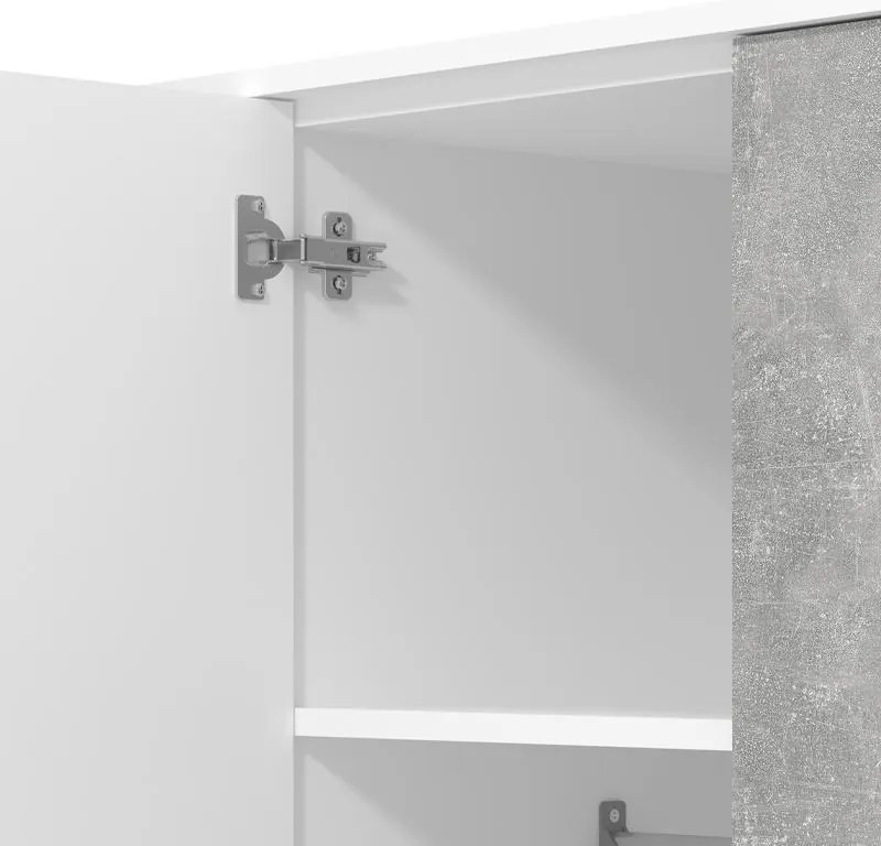 Ντουλάπα Varadero 3K1O Λευκό - Concrete 119x53x203,5 εκ. 119x53x203.5 εκ.