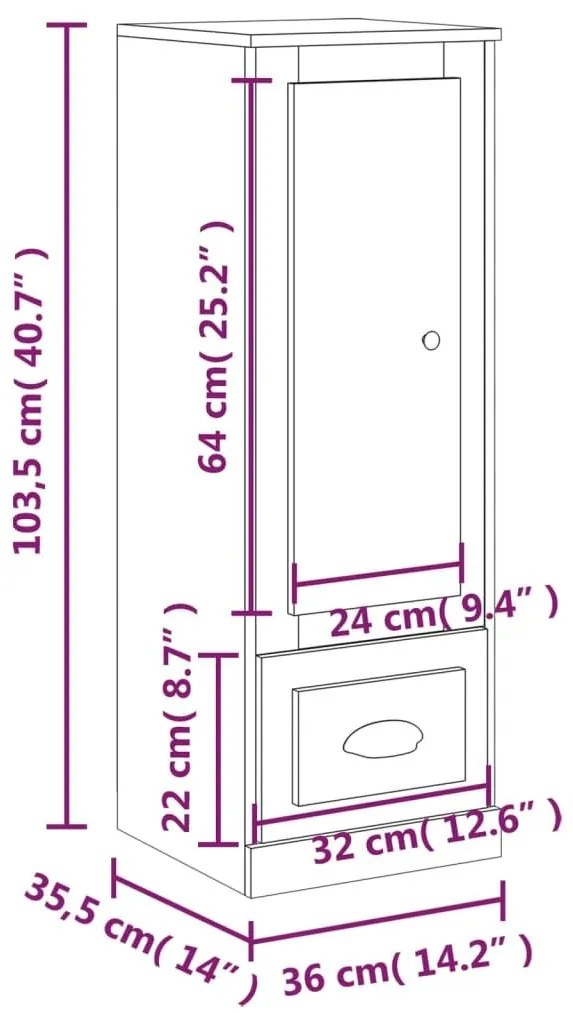 Ντουλάπι Γκρι Σκυροδέματος 36x35,5x103,5 εκ. Επεξεργασμένο Ξύλο - Γκρι