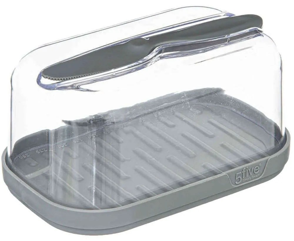 Βουτυριέρα Με Καπάκι Και Μαχαίρι 179677 16x13,5x5cm Clear-Grey 5Five Simply Smart Plastic