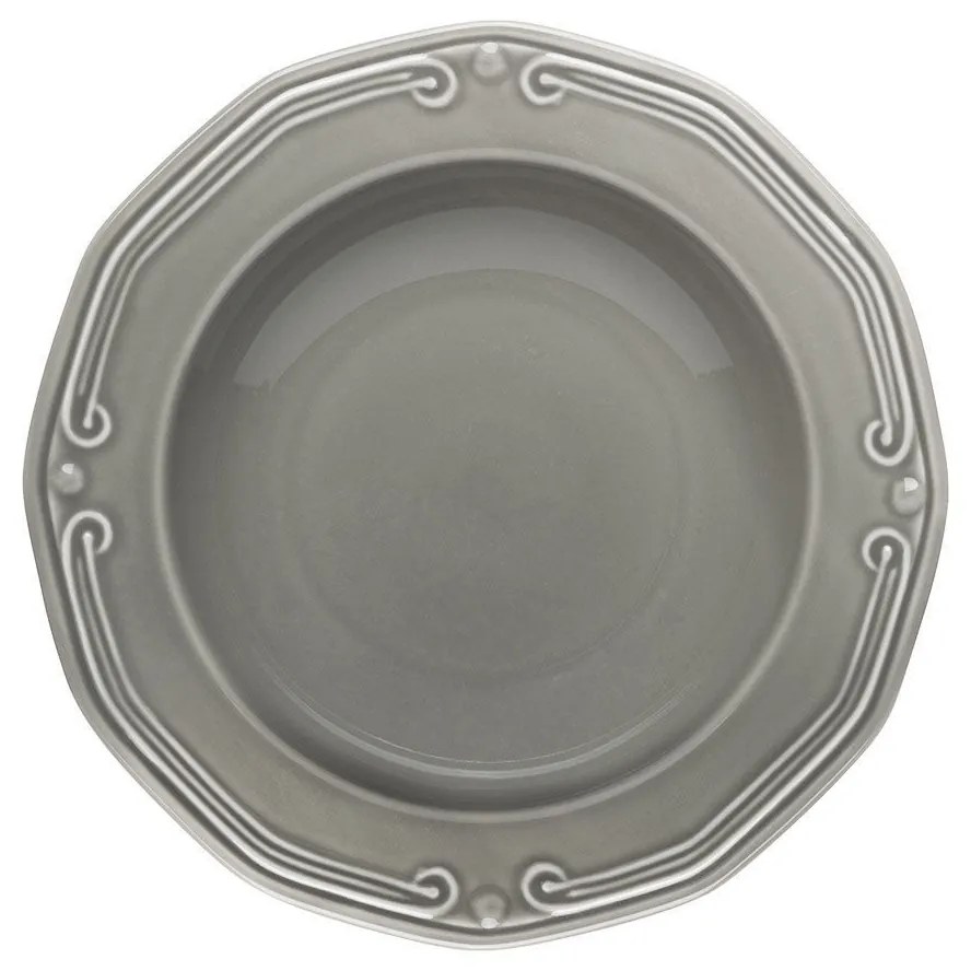 Πιάτο Βαθύ Πορσελάνινο Ανάγλυφο Athénée Grey 23cm - Estia