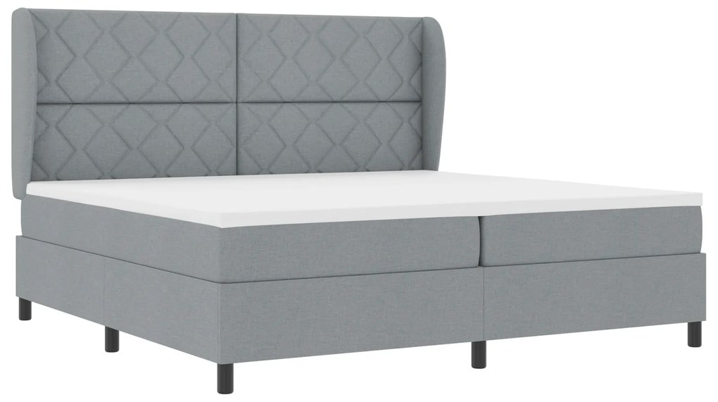 vidaXL Κρεβάτι Box Spring με Στρώμα - Ανοιχτό γκρι, 200x200 εκ. Ύφασμα
