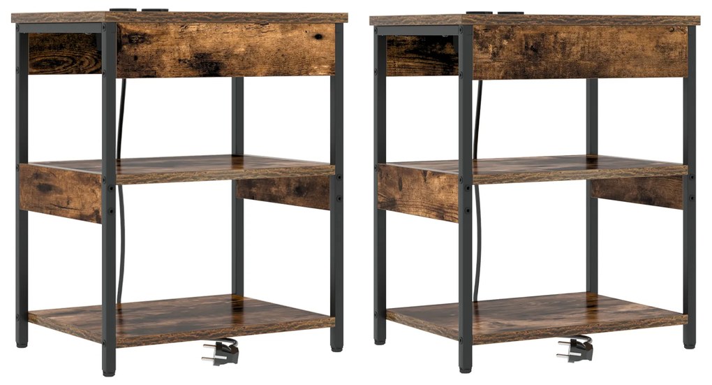 vidaXL Κουτιά Κρεβατοκάμαρας 2 pcs Καπνιστή δρυς 41 x 31 x 51 εκ.