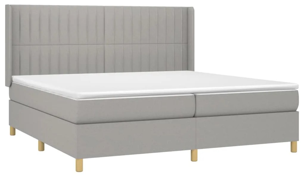 vidaXL Κρεβάτι Boxspring με Στρώμα &amp; LED Αν.Γκρι 200x200εκ. Υφασμάτινο