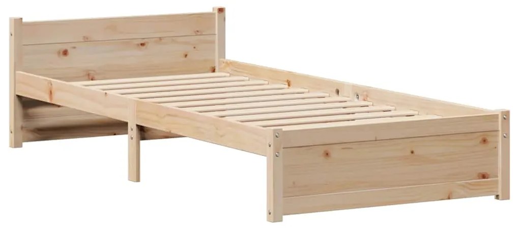 vidaXL Σκελετός Κρεβατιού Χωρίς Στρώμα 75x190 εκ Μασίφ Ξύλο Πεύκου