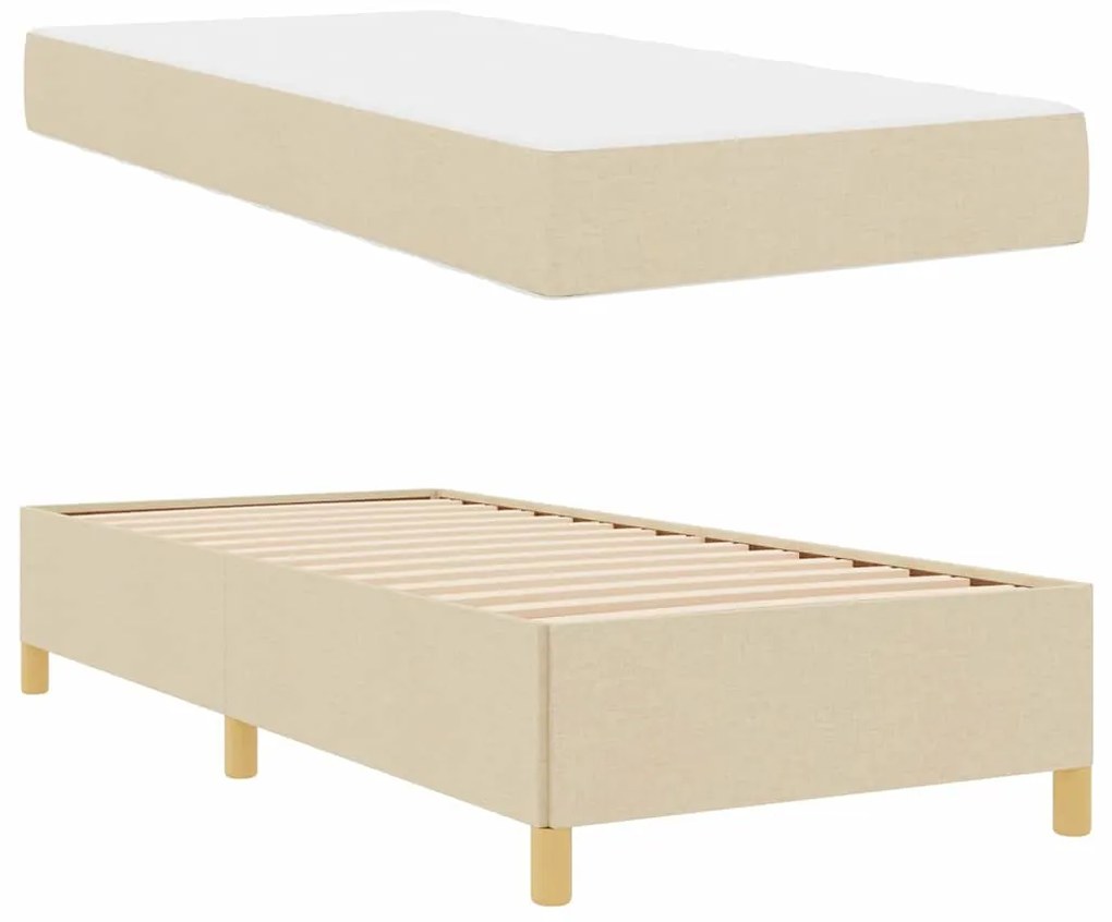 vidaXL Κρεβάτι με ελατήρια Λευκό και Κρέμα 90 x 190 cm ύφασμα