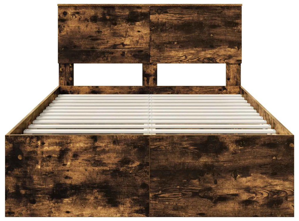 vidaXL Σκελετός Κρεβατιού με κεφαλάρι Καπνιστό Δρύς 135 x 190 cm