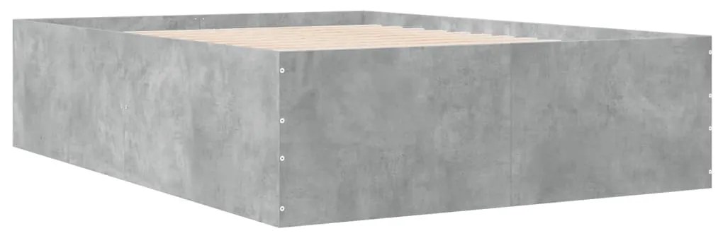 vidaXL Πλαίσιο Κρεβατιού Γκρι Σκυροδέματος 140x190 εκ. Επεξεργ. Ξύλο