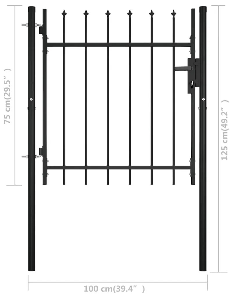 Πόρτα Περίφραξης με Λόγχες 100 x 75 εκ. - Μαύρο