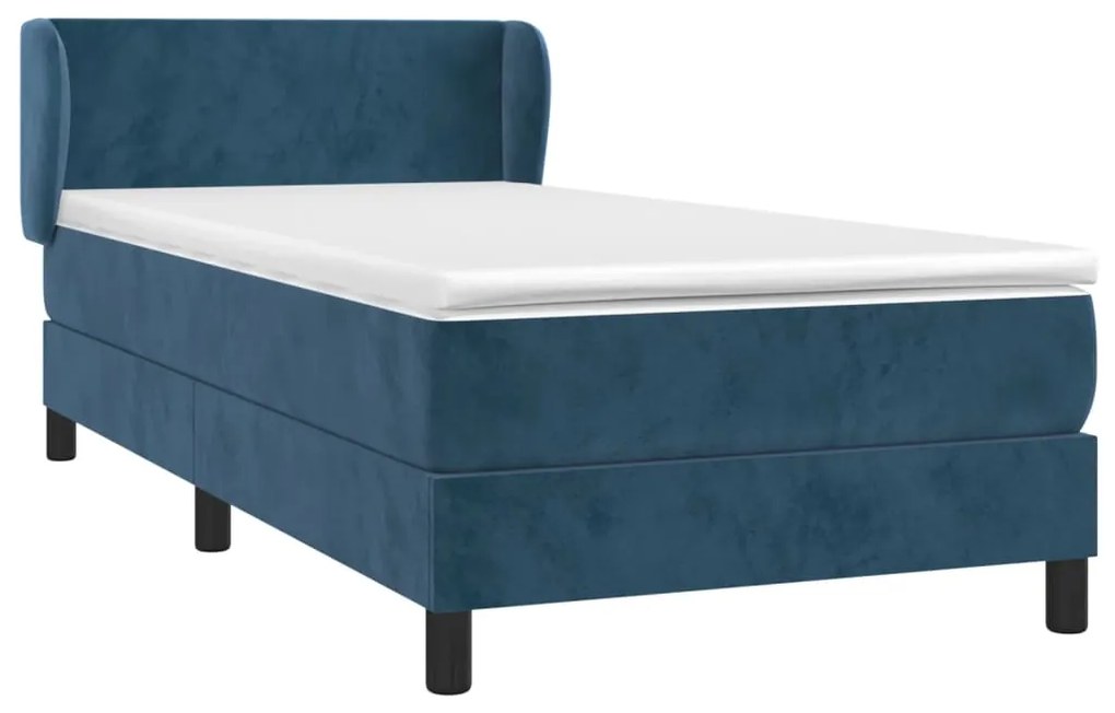 vidaXL Κρεβάτι Boxspring με Στρώμα Σκούρο Μπλε 100x200 εκ. Βελούδινο