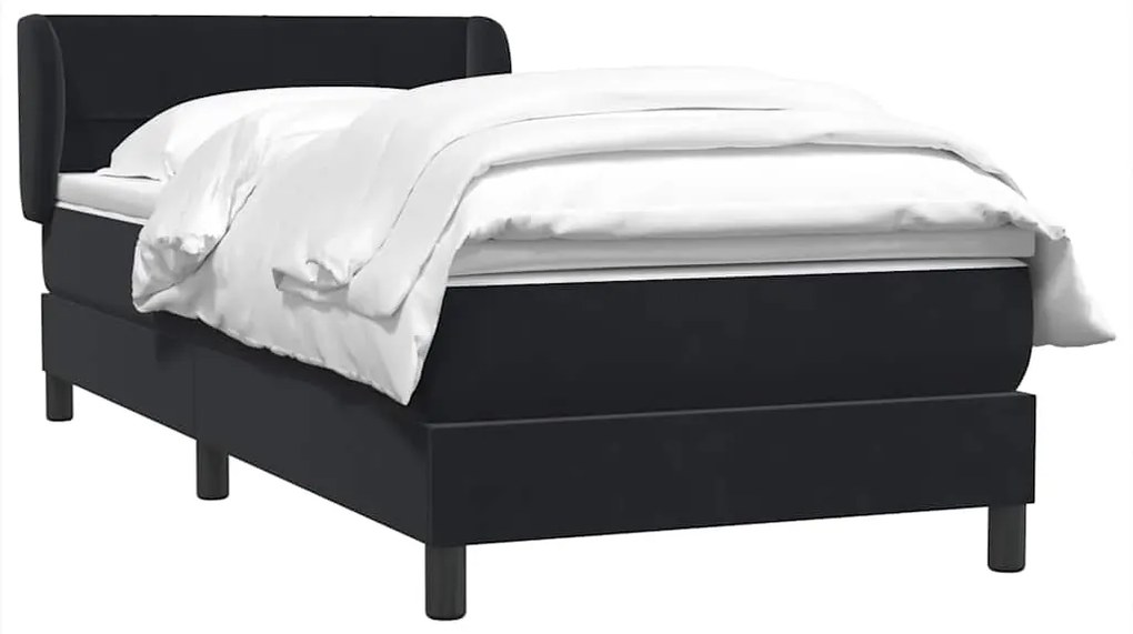 vidaXL Κρεβάτι Boxspring με Στρώμα Μαύρο 90x220 εκ. Βελούδινο