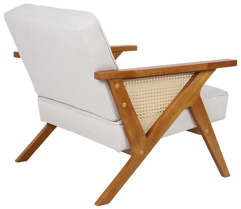 Πολυθρόνα Claudia ύφασμα μπεζ-pe rattan-rubberwood φυσικό 76x74.5x72 εκ.