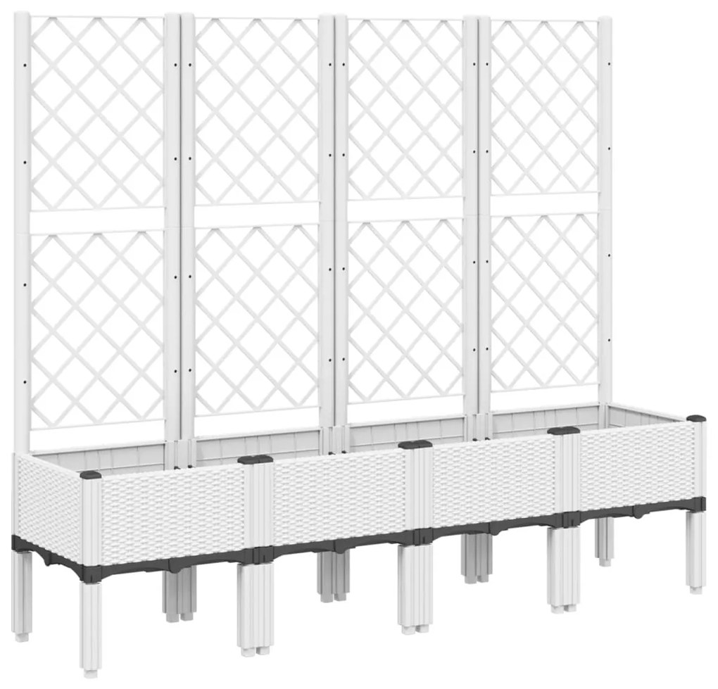 vidaXL Ζαρντινιέρα Κήπου με Καφασωτό Λευκή 160x40x142 εκ. Πολυπροπ.