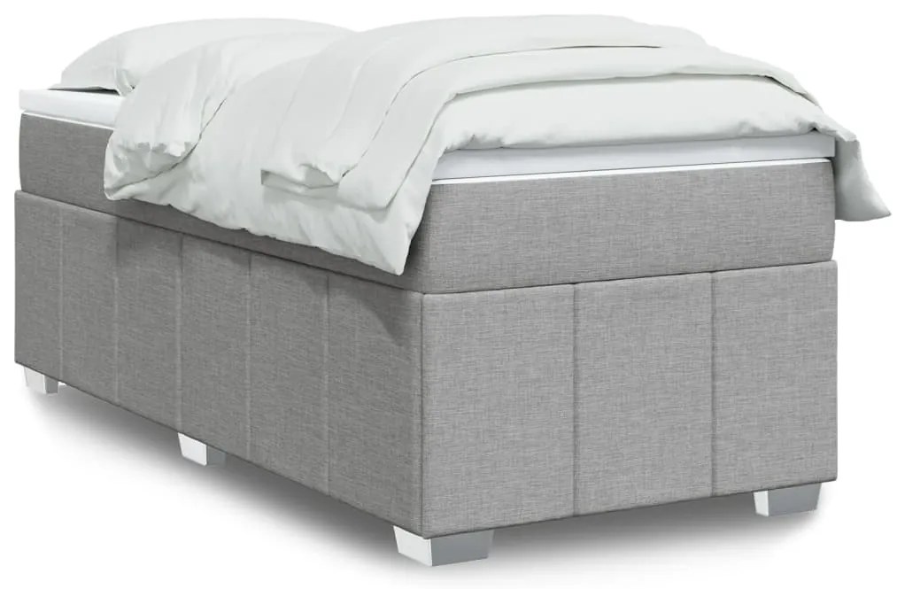 vidaXL Κρεβάτι Boxspring με Στρώμα Ανοιχτό Γκρι 100x200 εκ. Υφασμάτινο